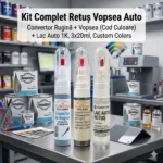 Kit Complet Retuș Vopsea Auto la Comandă: Convertor Rugină + Vopsea (Cod Culoare) + Lac Auto 1K, 3x20ml, Custom Colors